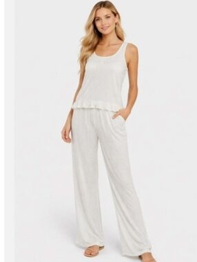 NWT You Say White Ruffled Tank And Pant Set Size S